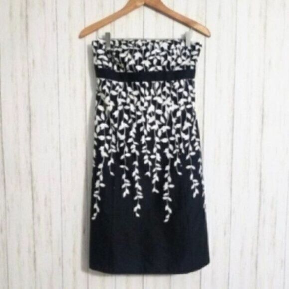 Loft Strapless Vine Print A-Line Dress - Picture 1 of 4